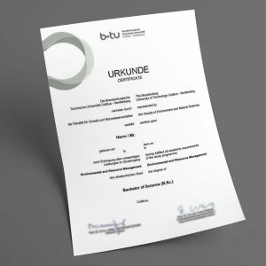 Brandenburgische Technische Universität Cottbus‑Stemmen pdf urkunde diplom master bachelor