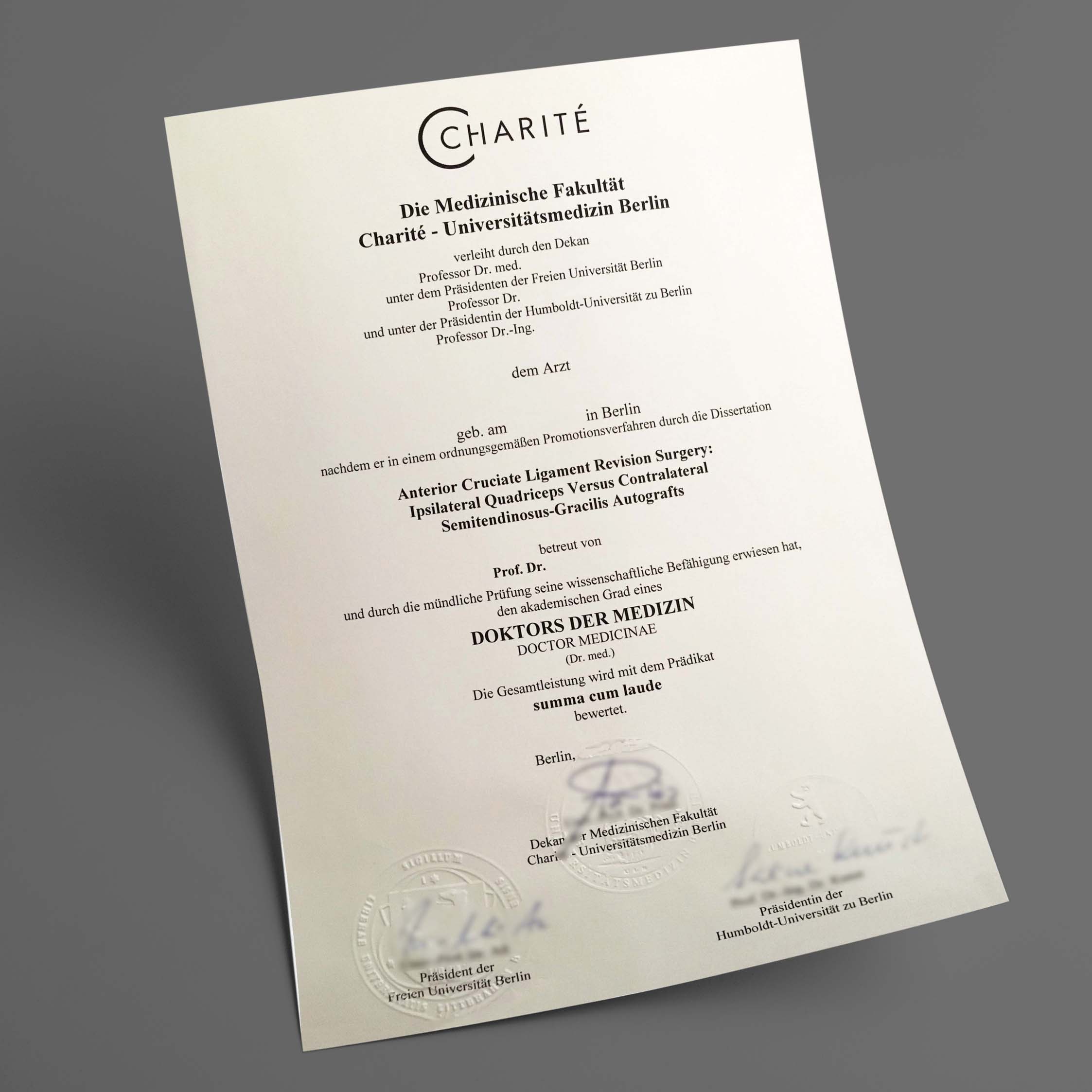Du betrachtest gerade Charité – Universitätsmedizin Berlin diplom kaufen